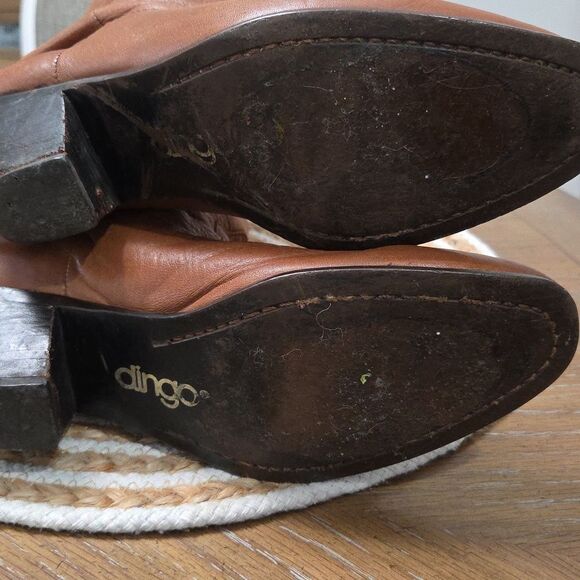 Dingo Tan Brown Leather Ruched Pleated Boho Boots, Size8.5 - Picture 10 of 11